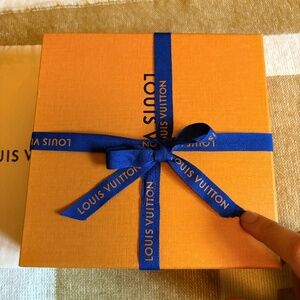 Louis Vuitton Square Small Gift Box 6.5 x 6.5 x 1.8 in with Ribbon & Dust Bag